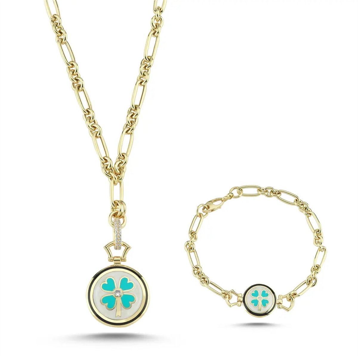 Yonca Mineli Altın Set