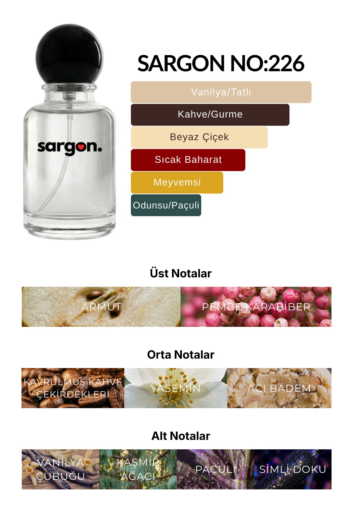 Sargon No:226 Kadın Parfüm 50 ml EDP | Oryantal & Kahve