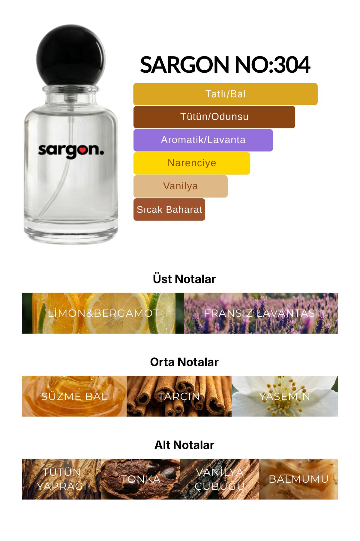 Sargon No:304 Unisex Parfüm 50 ml EDP | Bal & Tütün