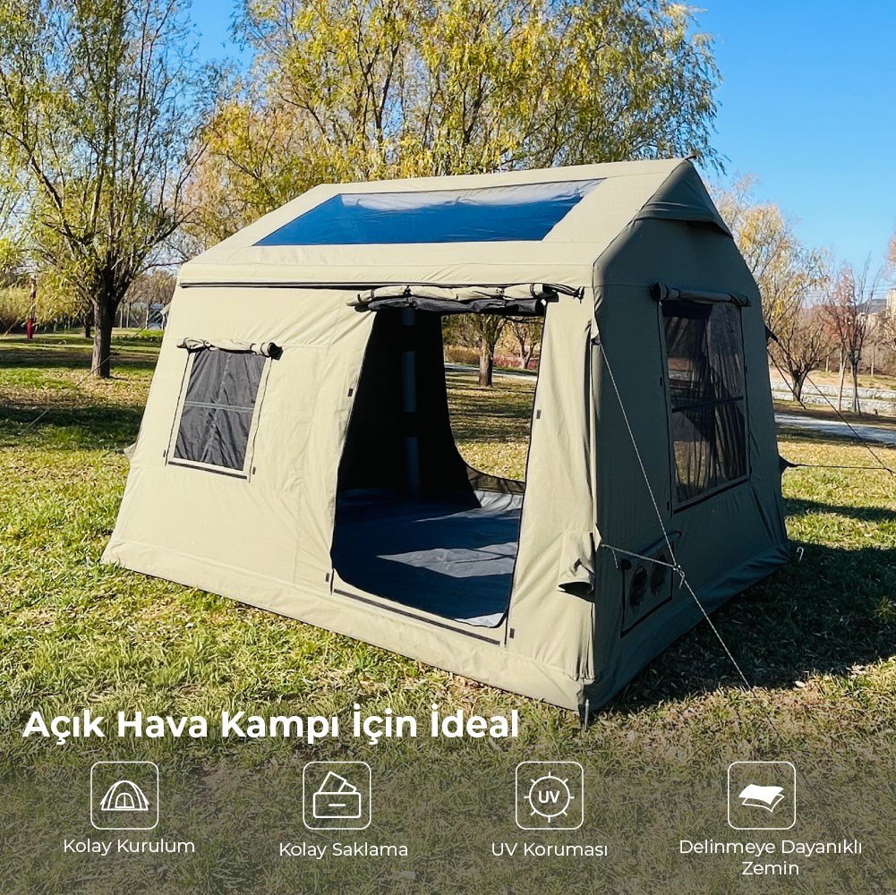 HABL 8 Kişilik 8.1 m² - Tenteli Gölgelikli, 4 Mevsim, Su Geçirmez Şişme Çadır 300x270x220 cm