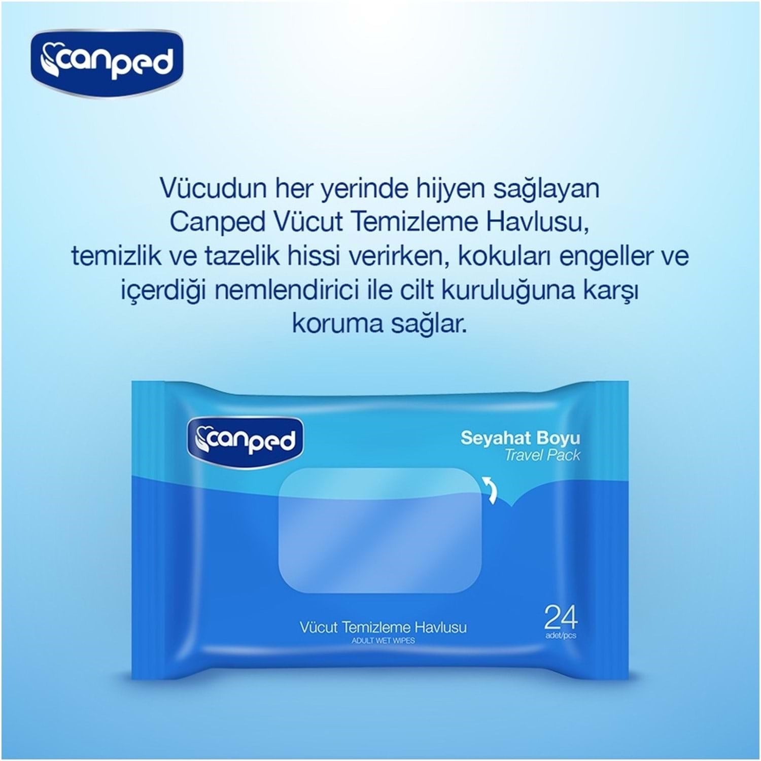 Canped Vücut Temizleme Havlusu Seyahat Boyu 24'Lü