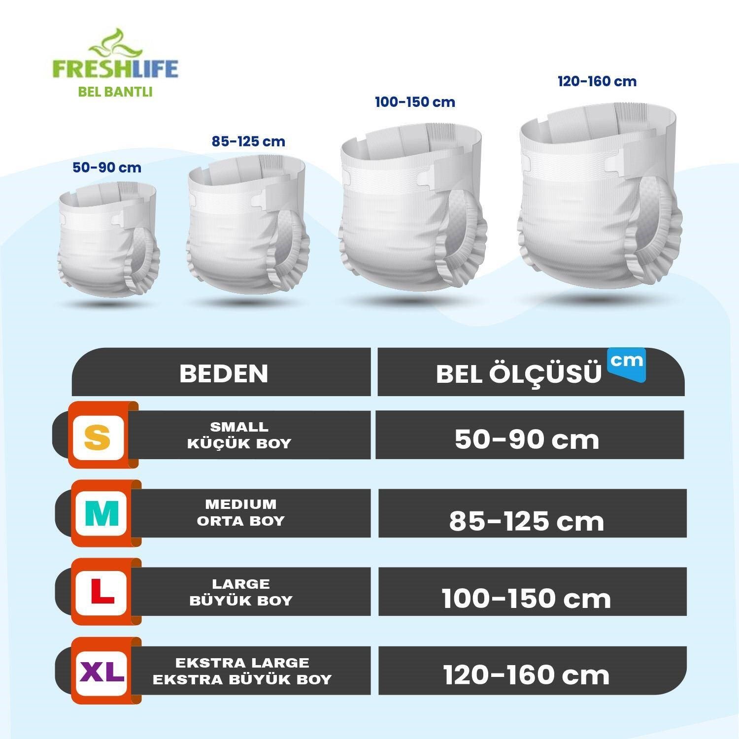 Freshlife Belbantlı ORTA BOY-M Hasta Bezi 30'lu
