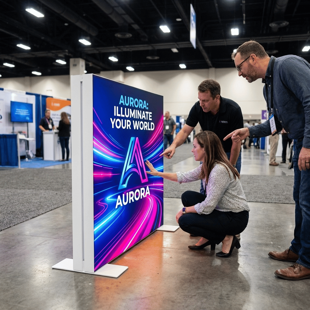 Ayaklı Lightbox 100×100 cm - Kurulum Sonrası Görünüm | portatif stand çözümü