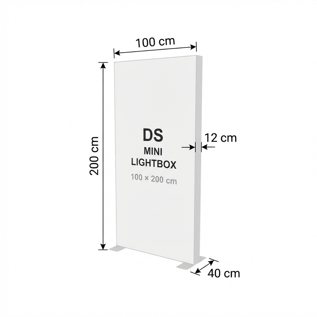 Ayaklı Lightbox 100×200 cm - Kurulum Sonrası Görünüm | portatif stand çözümü