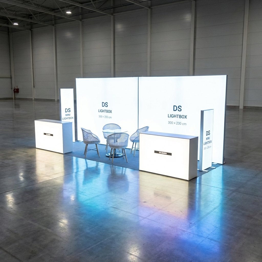 12 m² (600×200 cm)  DS Modüler Lightbox kongre ve fuar Standı  - set 22
