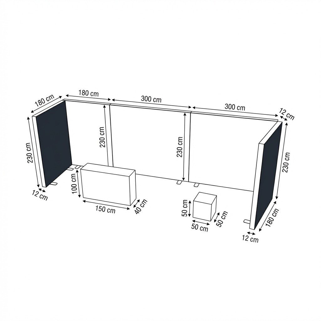 12 m² (600×200 cm)  DS Modüler Lightbox kongre  Standı  - set 25