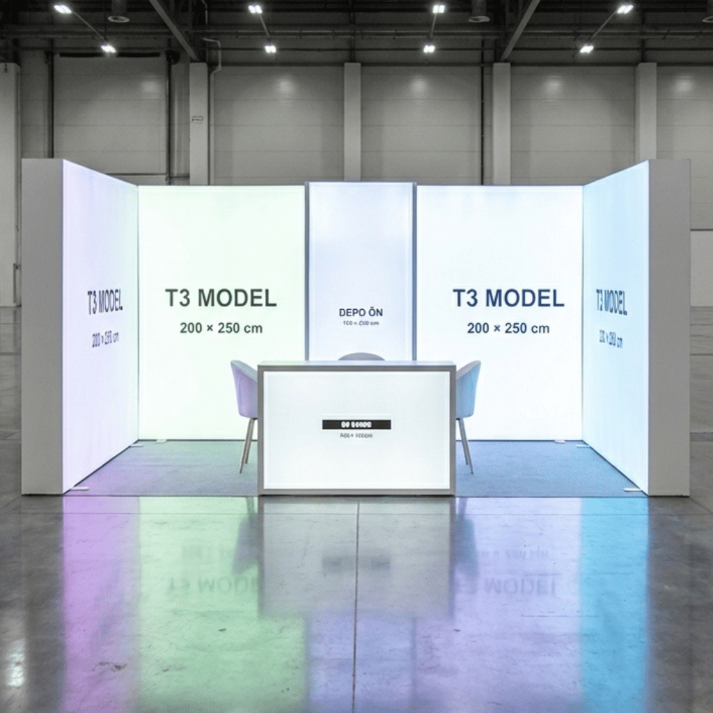 15 m² 3 Cephe Kapalı T3 Modüler fuar Standı  – Set 41
