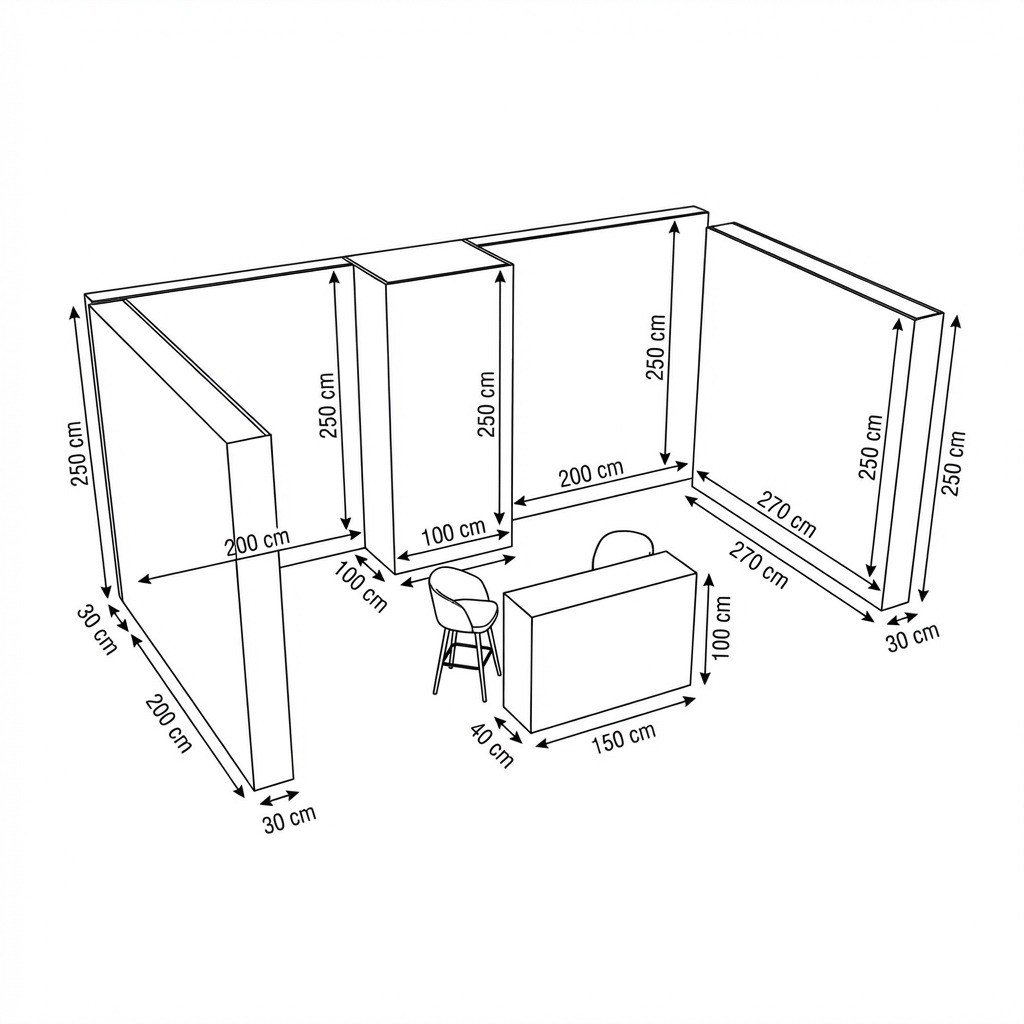15 m² 3 Cephe Kapalı T3 Modüler fuar Standı  – Set 41