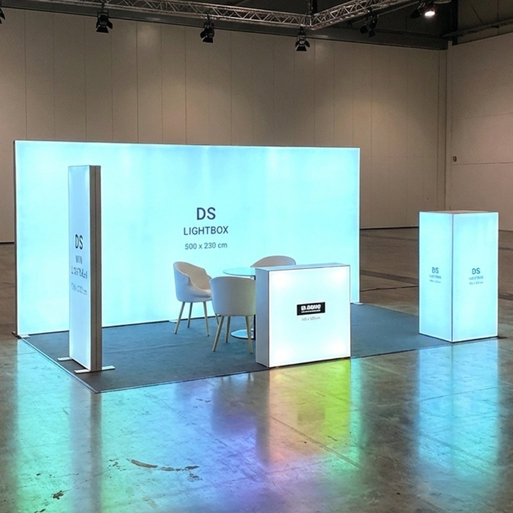 15 m² (500×300 cm)  DS Modüler Lightbox kongre ve fuar Standı  - set 20