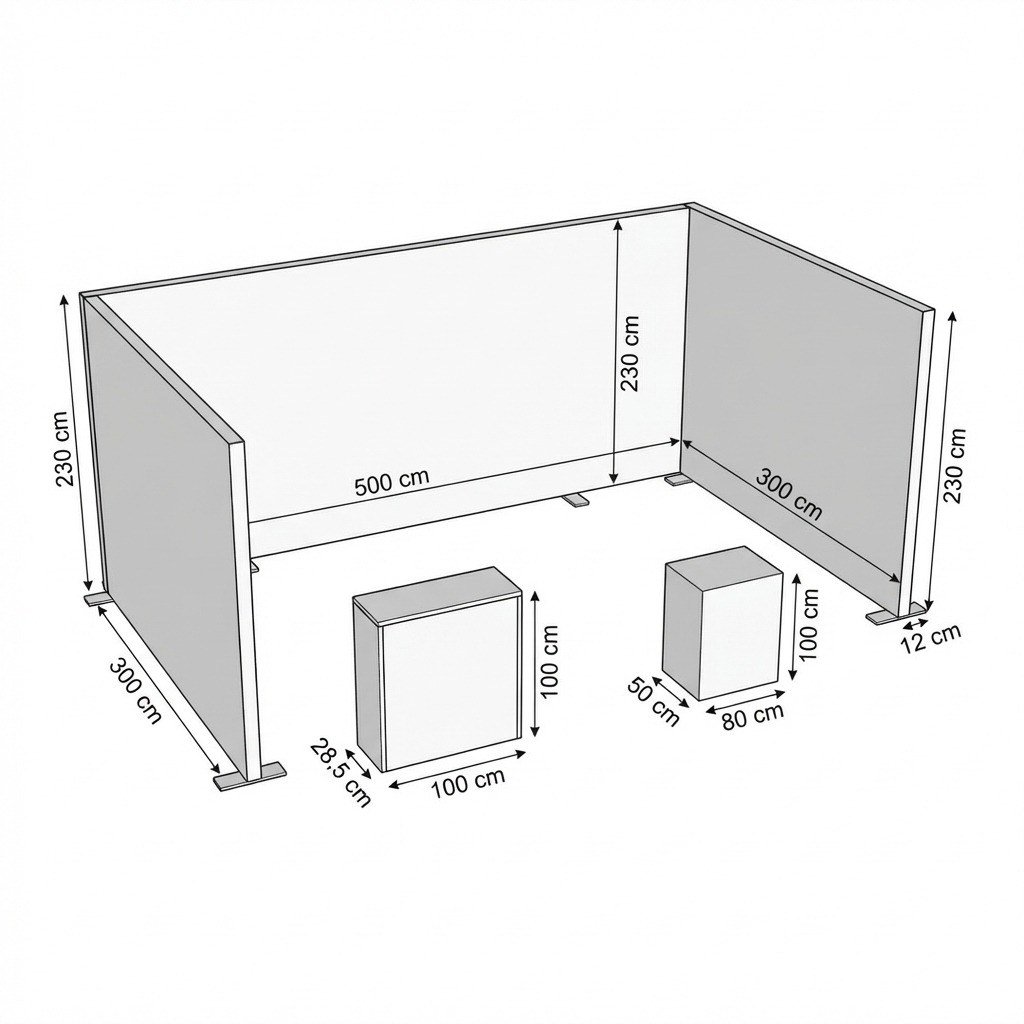 15 m² (500×300 cm)  DS Modüler Lightbox kongre ve fuar Standı  - set 18
