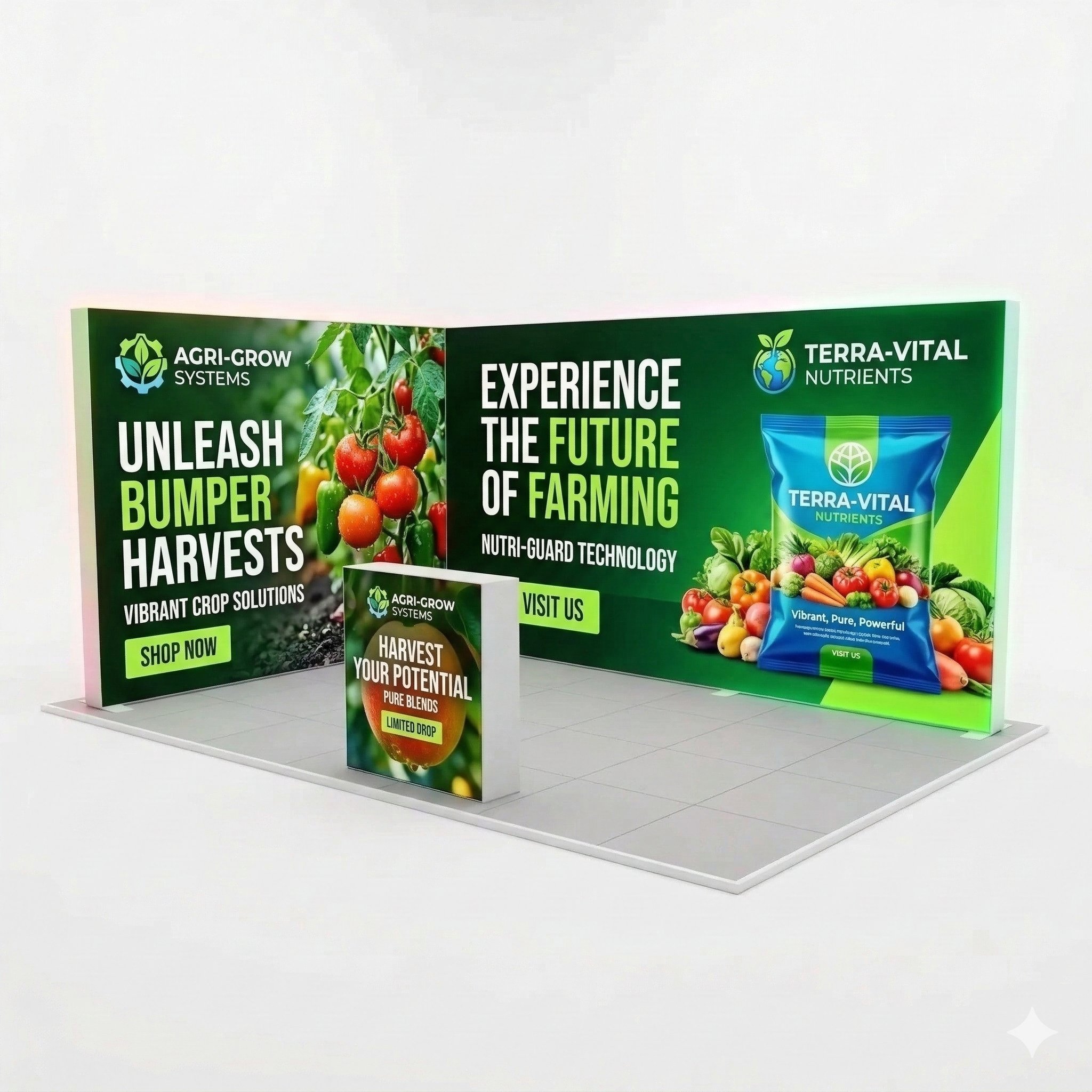 15 m² Modüler Lightbox Fuar Standı - 2 Cephe Kapalı (500x300 cm)