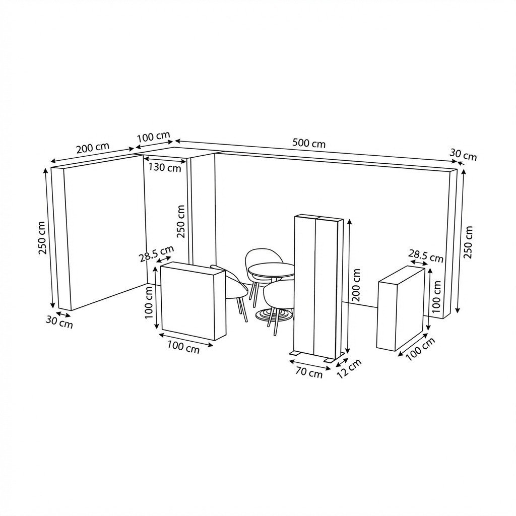 18 m² 2 Cephe Kapalı T3 Modüler fuar Standı  – Set 45