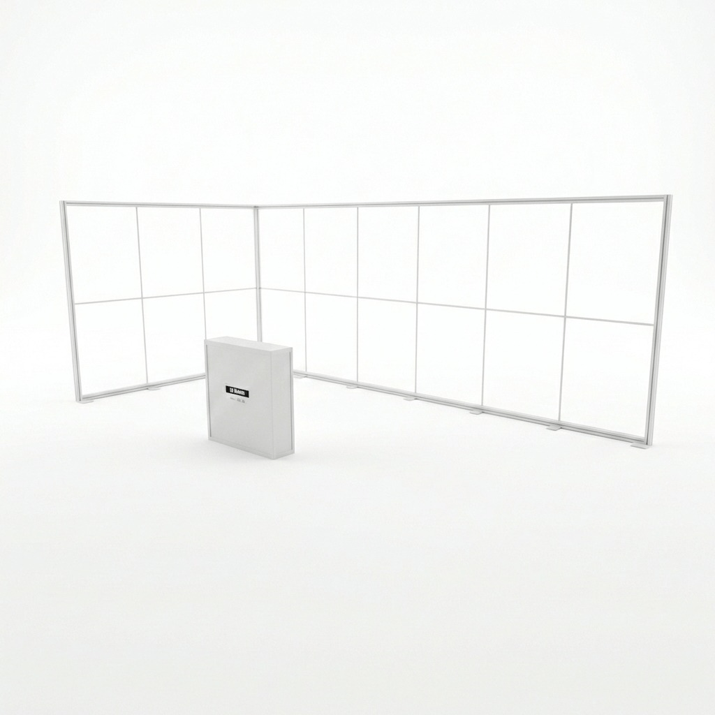 18 m² Modüler Lightbox Fuar Standı 2 Cephe Kapalı 600×300 cm - Yakın Plan Detay