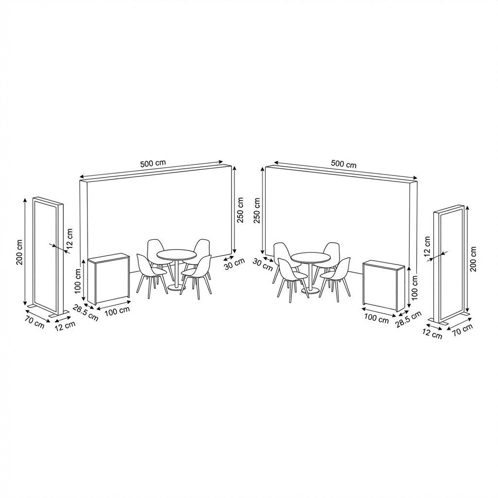 20 m² 1 Cephe Kapalı T3 Modüler fuar Standı  – Set 47