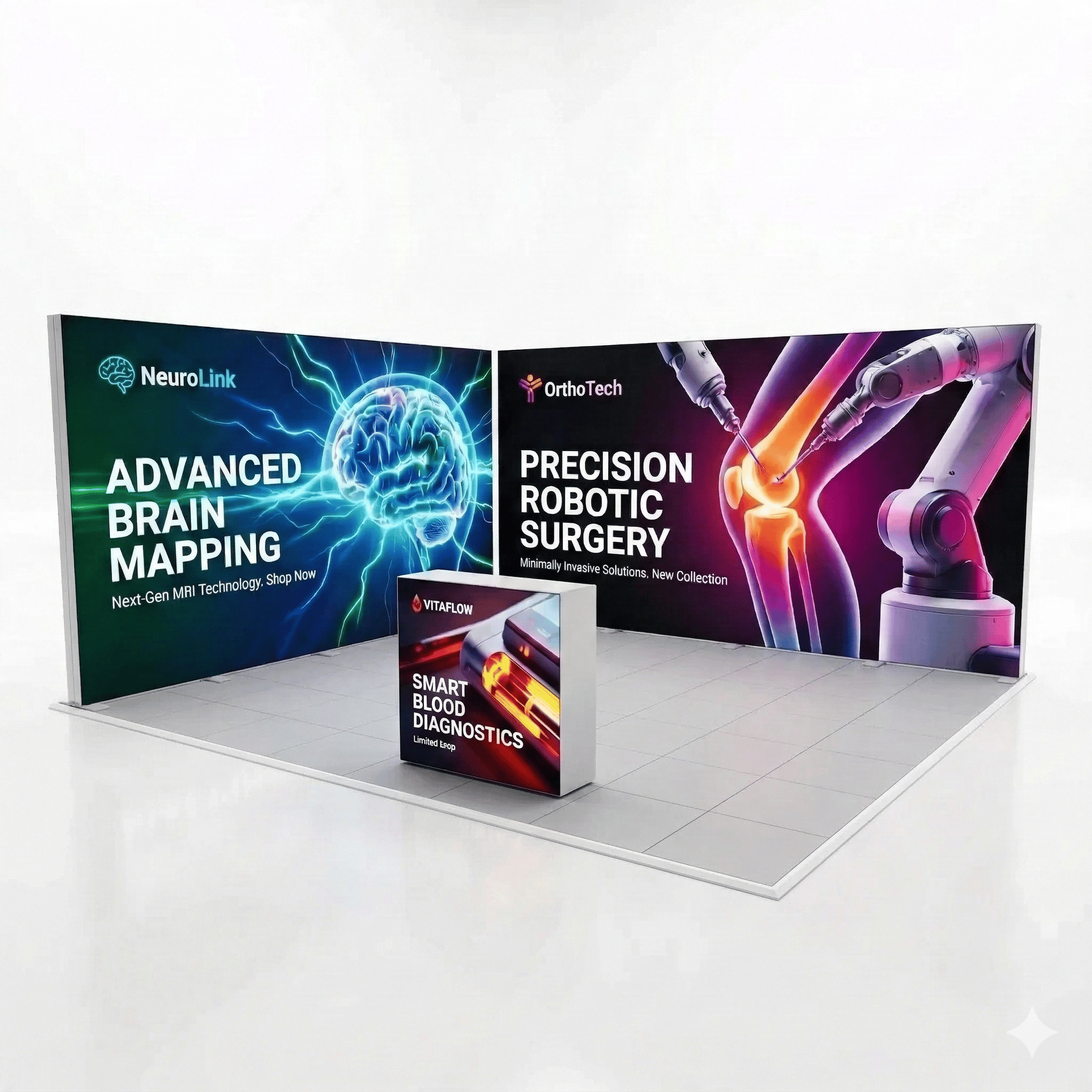 20 m² Modüler Lightbox Fuar Standı - 2 Cephe Kapalı (500x400 cm)