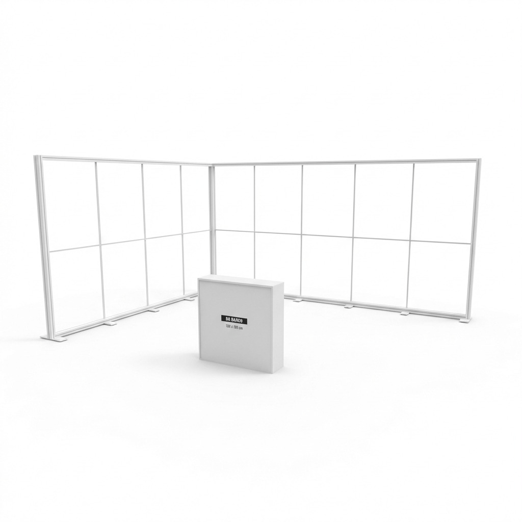 20 m² Modüler Lightbox Fuar Standı 2 Cephe Kapalı 500×400 cm - Yakın Plan Detay