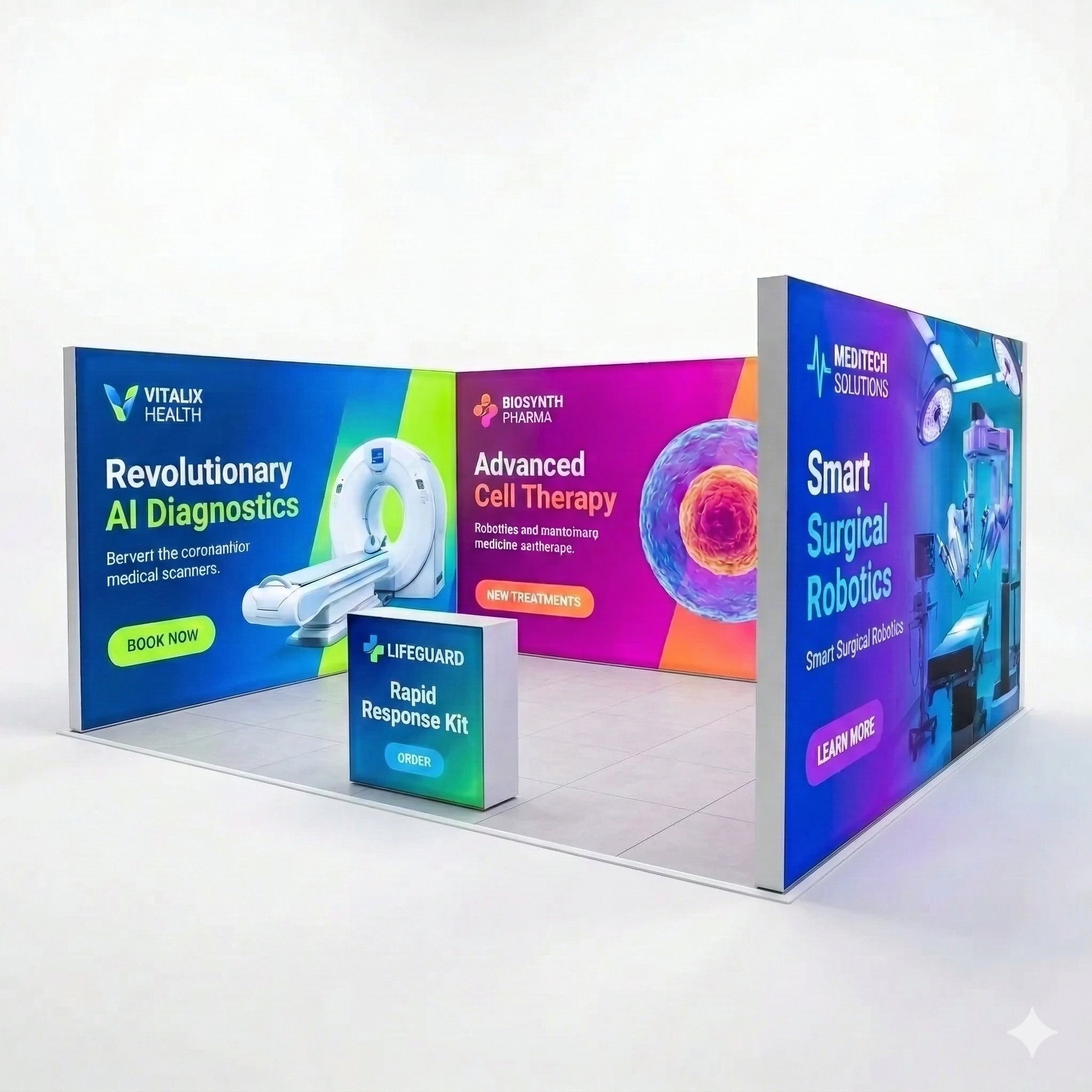 20 m² Modüler Lightbox Fuar Standı - 3 Cephe Kapalı (500x400 cm)