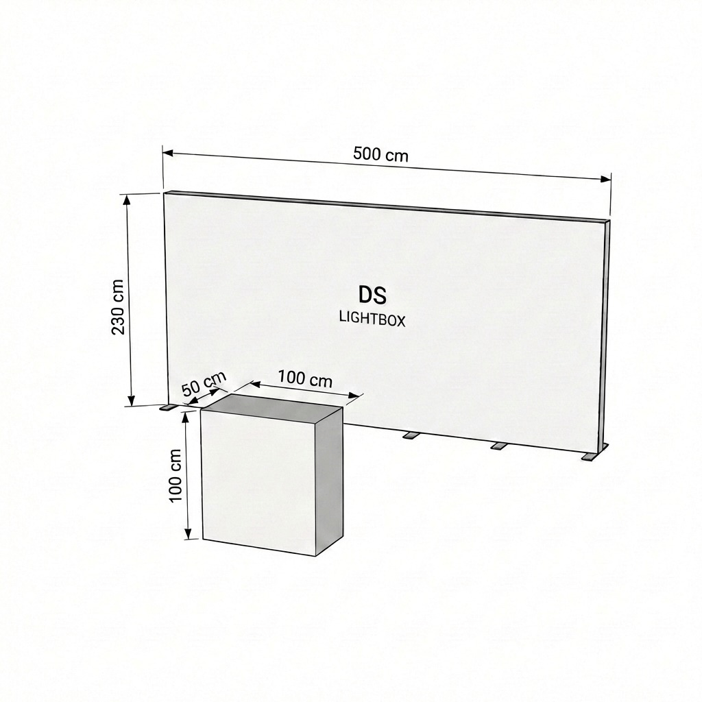 20 m² Modüler Lightbox Fuar Standı 500×400 cm - LED Aydınlatma Detayı