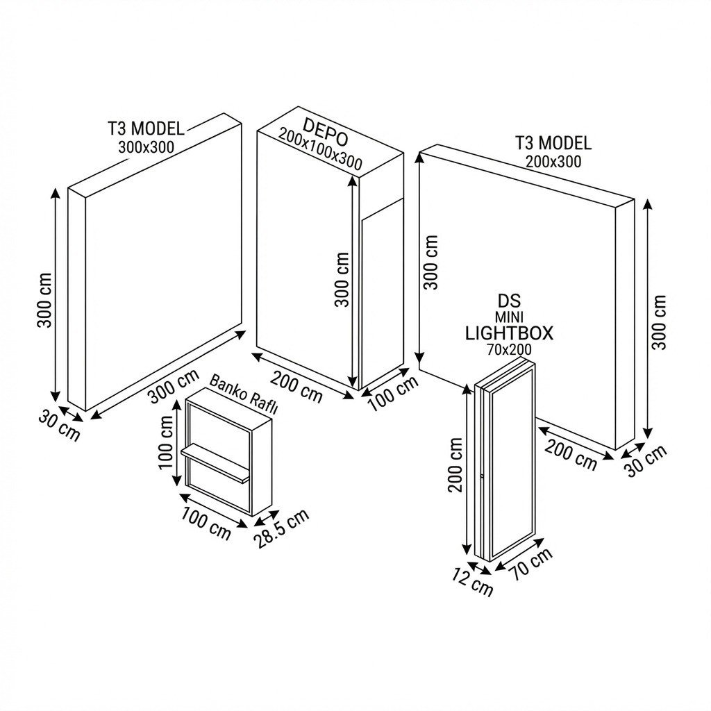 24 m² 2 Cephe Kapalı T3 Modüler fuar Standı  – Set 25