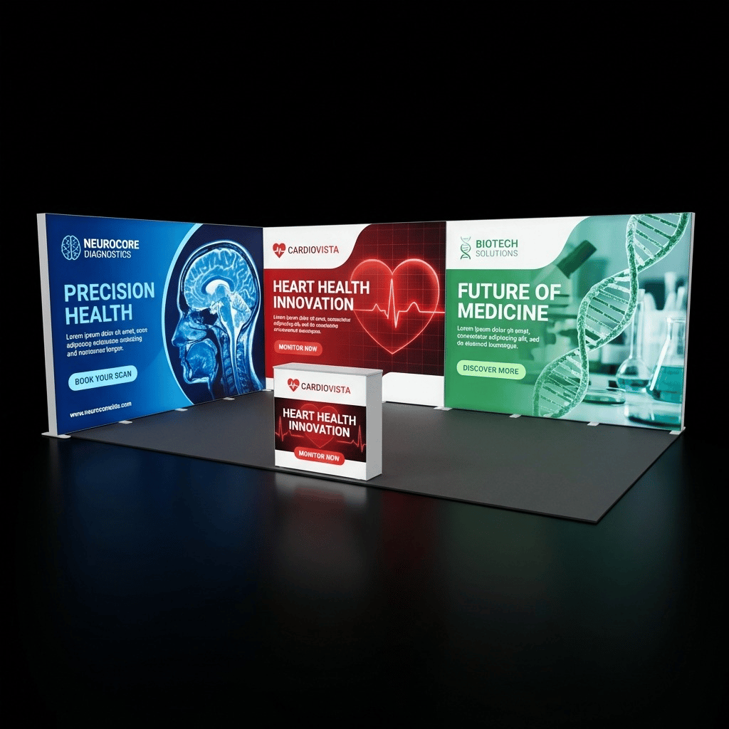 24 m² Modüler Lightbox Fuar Standı 2 Cephe Kapalı 600×400 cm - Genel Görünüm