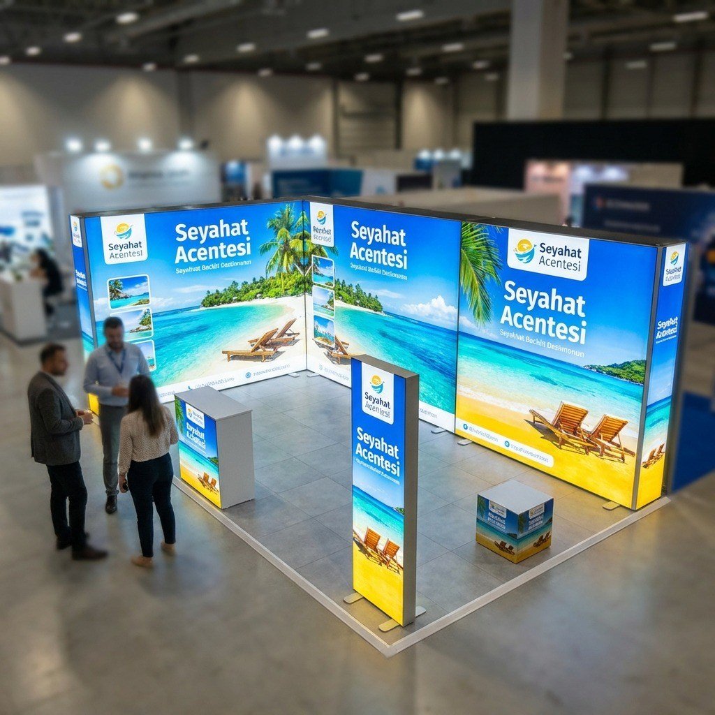 28 m² 2 Cephe Kapalı T3 Modüler Stand