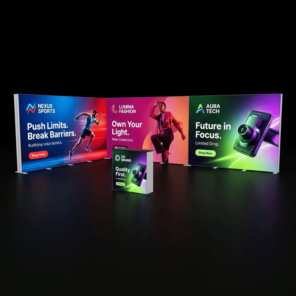 28 m² Modüler Lightbox Fuar Standı 2 Cephe Kapalı 700×400 cm - Perspektif Görünüm