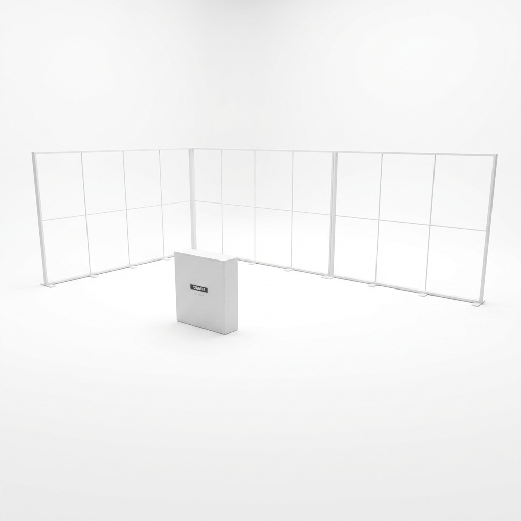 28 m² Modüler Lightbox Fuar Standı 2 Cephe Kapalı 700×400 cm - LED Aydınlatma Detayı