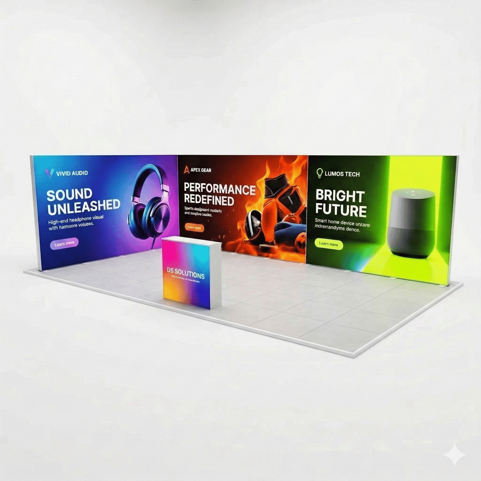 28 m² Modüler Lightbox Fuar Standı - 2 Cephe Kapalı (700x400 cm)