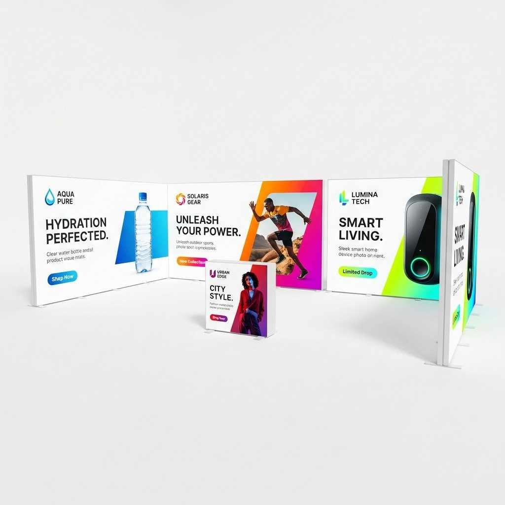 28 m² Modüler Lightbox Fuar Standı 3 Cephe Kapalı 700×400 cm - Ön Cephe Görünümü