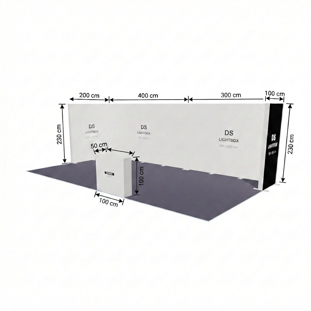 28 m² Modüler Lightbox Fuar Standı 3 Cephe Yarım Kapalı 700×400 cm - Modüler Panel Bağlantı Sistemi | hazır fuar standı