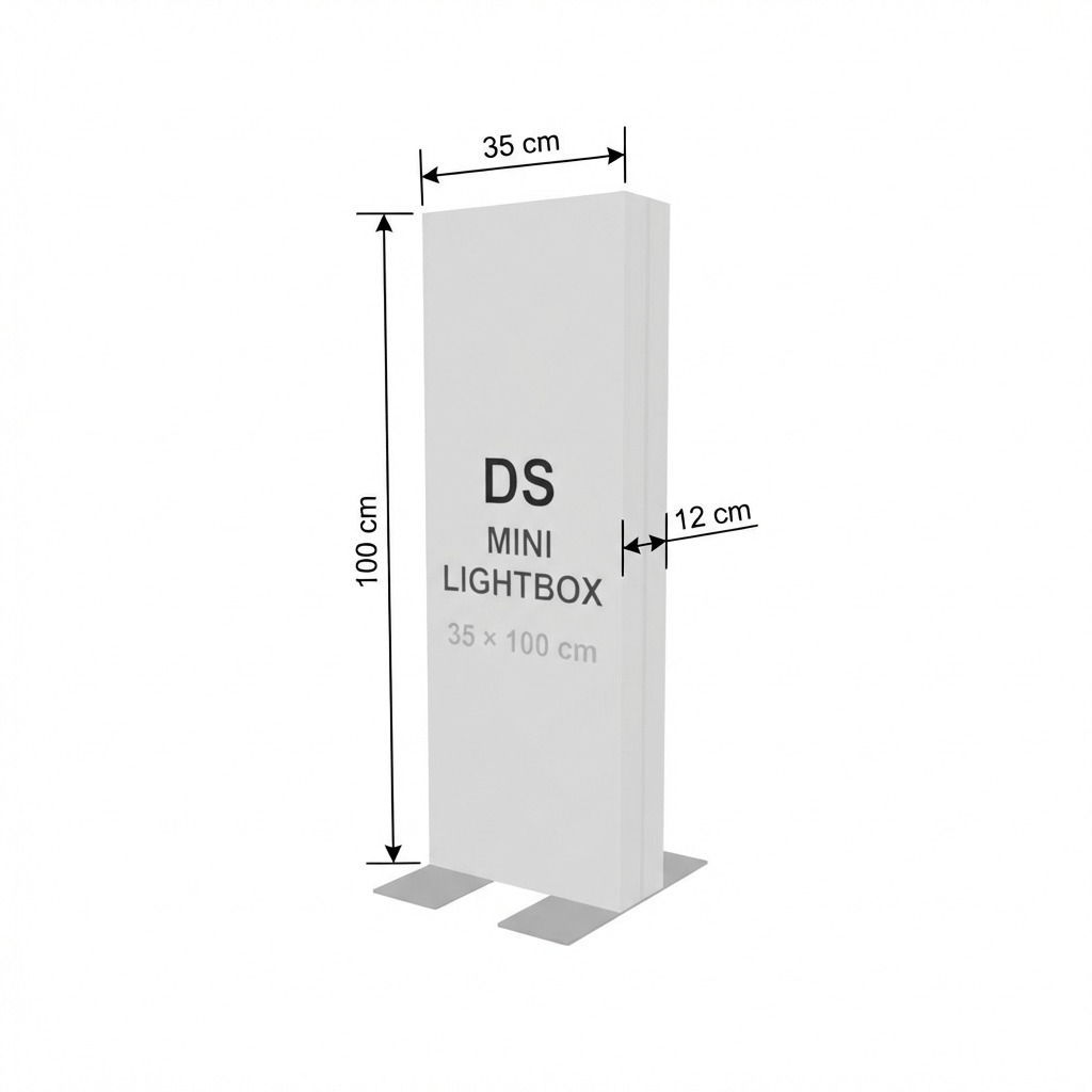Ayaklı Lightbox 35×100 cm - Kurulum Sonrası Görünüm | portatif stand çözümü