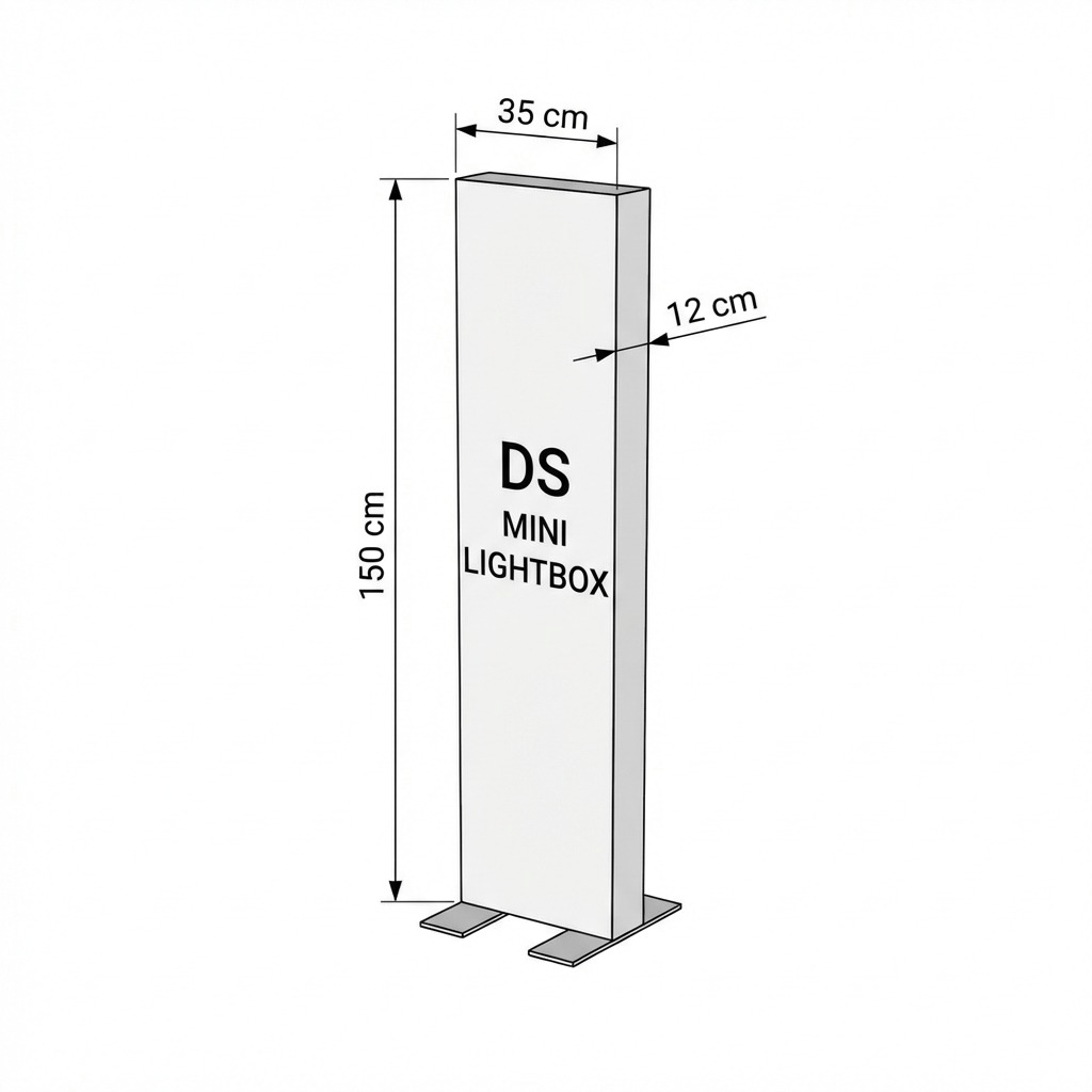 Ayaklı Lightbox 35×150 cm - Kurulum Sonrası Görünüm | portatif stand çözümü