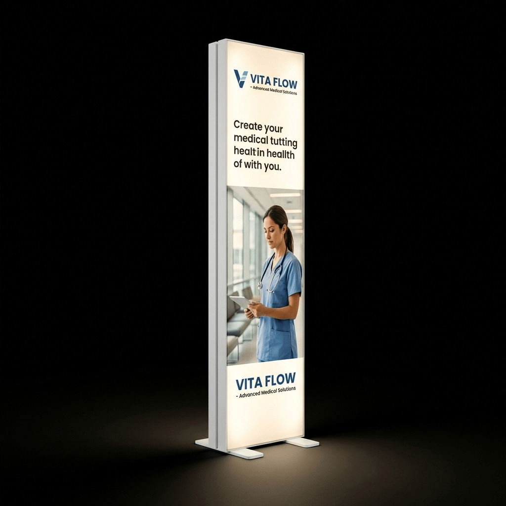 Ayaklı Lightbox 35×150 cm - Ön Cephe Görünümü