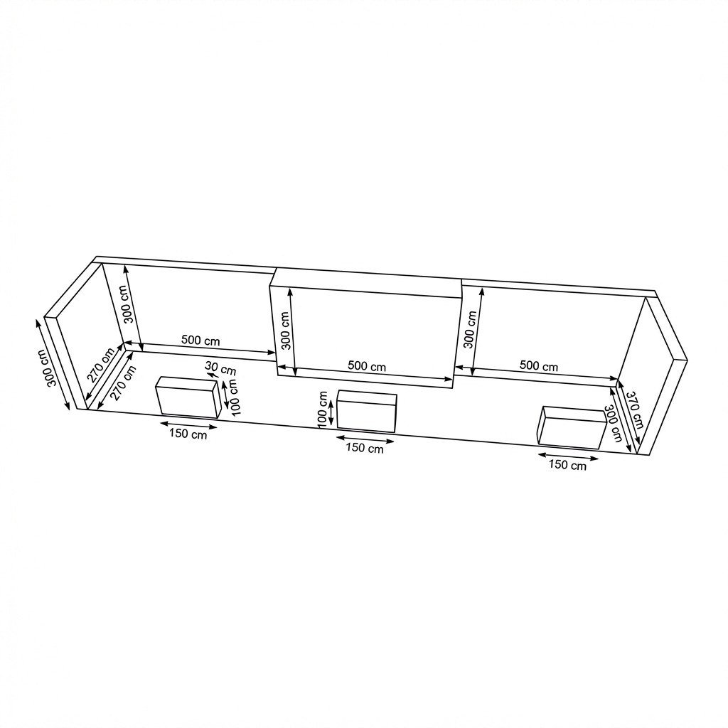 45 m² 3 Cephe Kapalı T3 Modüler Stand – Set 11