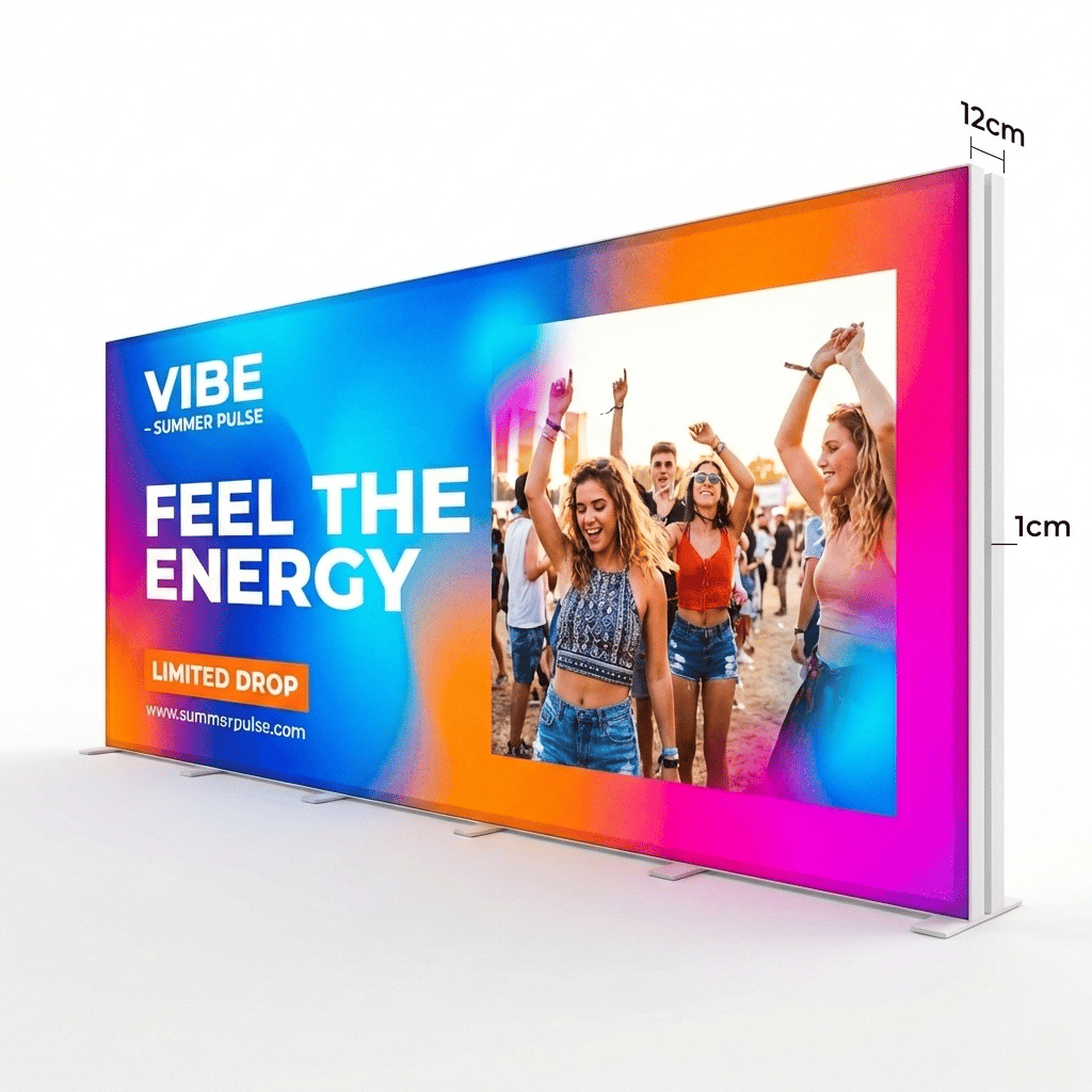 Modüler Lightbox Kongre ve Fuar Standı 500×200 cm - Ön Cephe Görünümü