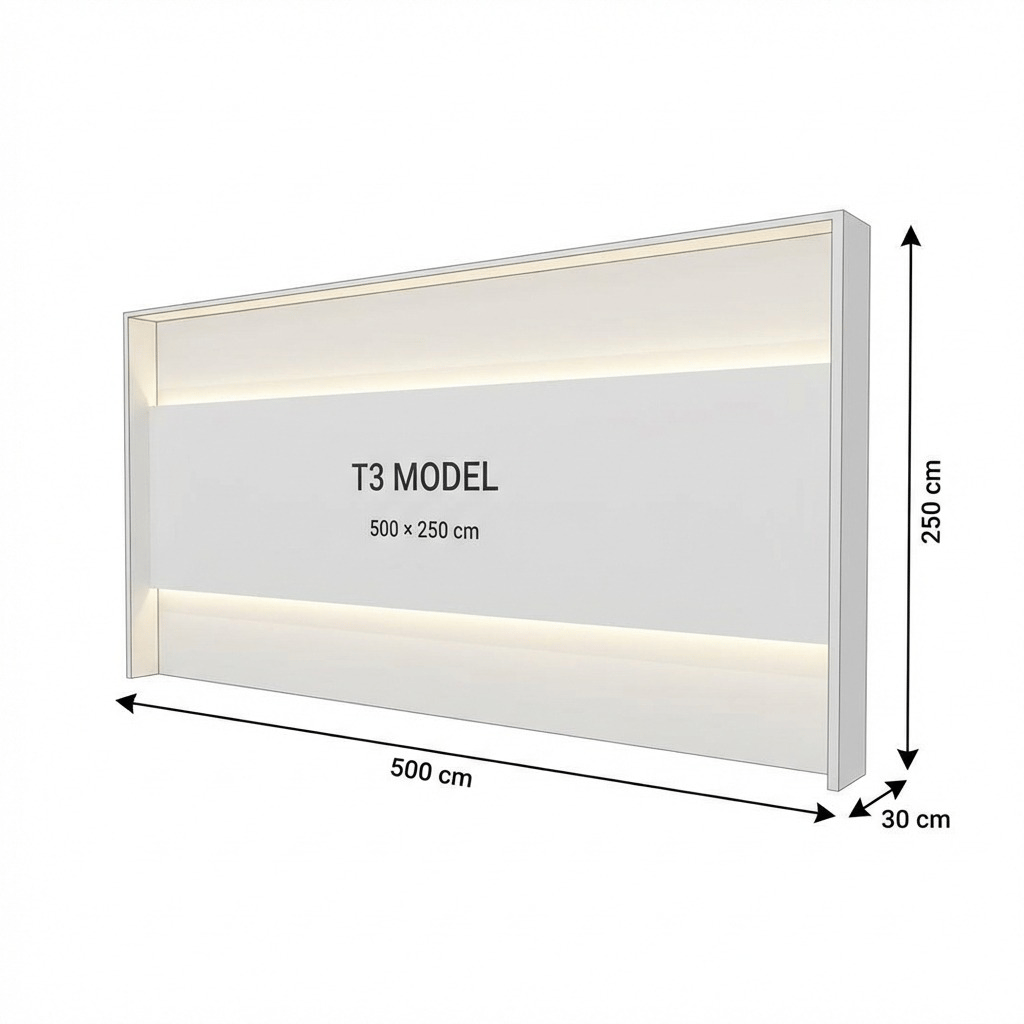 T3 Modüler Lightbox 500×250 cm - Perspektif Görünüm
