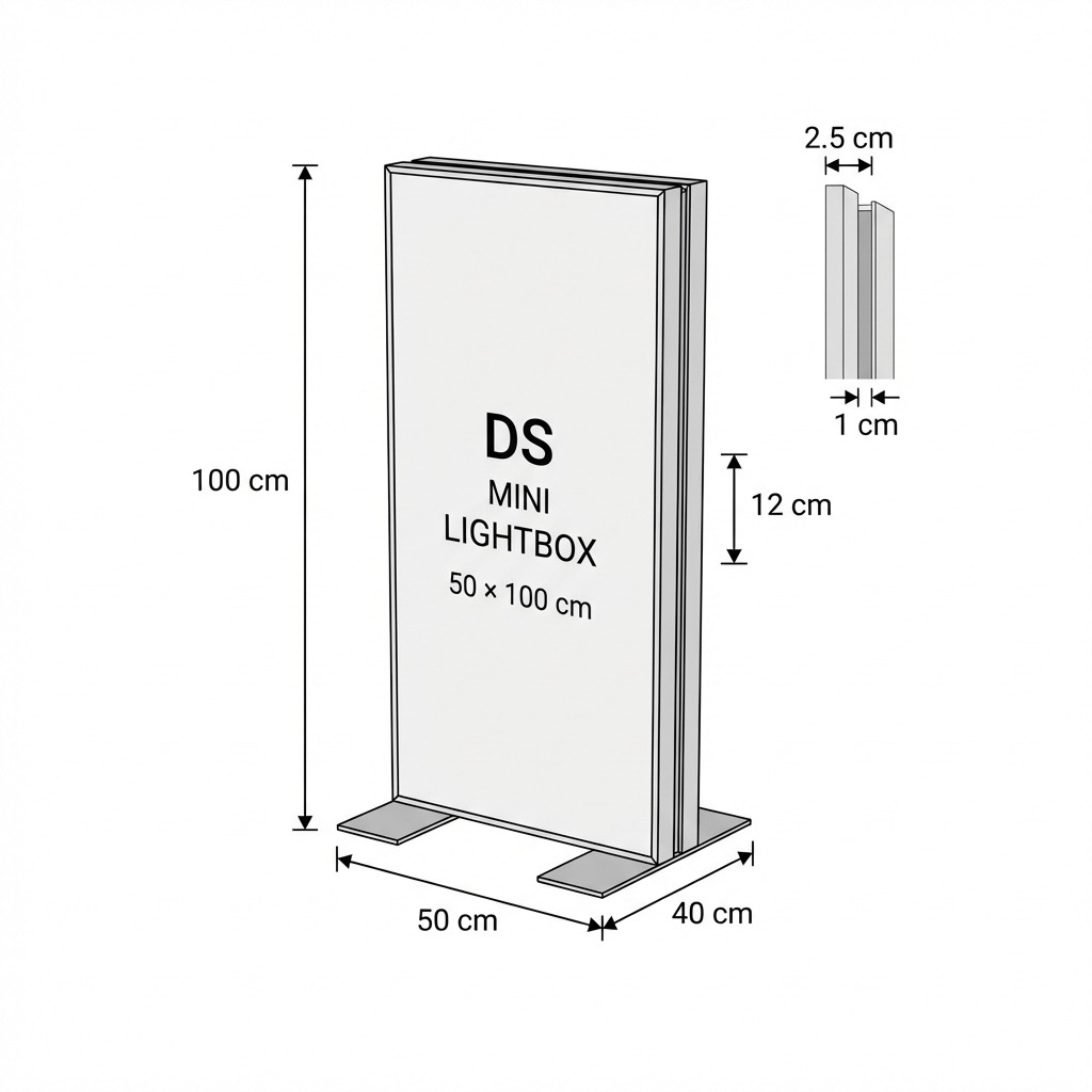 Ayaklı Lightbox 50×100 cm - Ön Cephe Görünümü