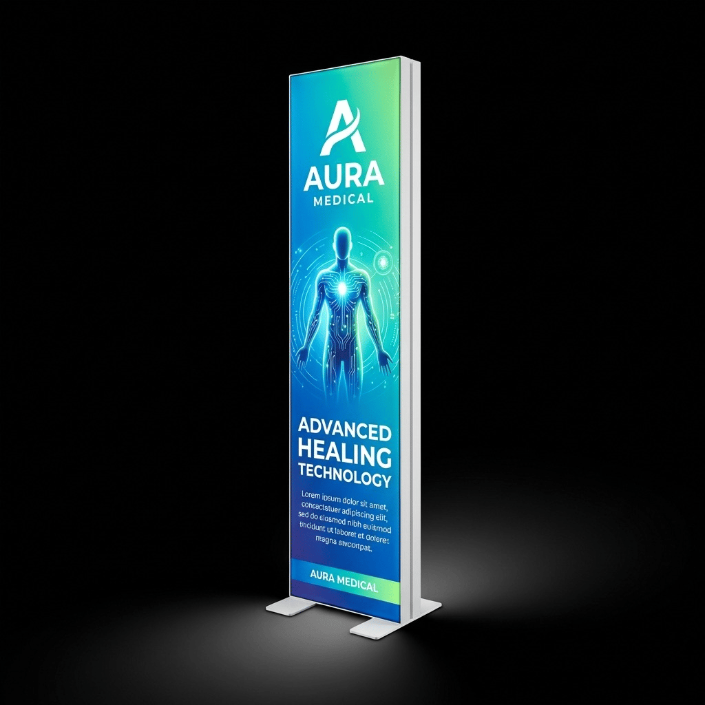 Ayaklı Lightbox 50×200 cm - Ön Cephe Görünümü