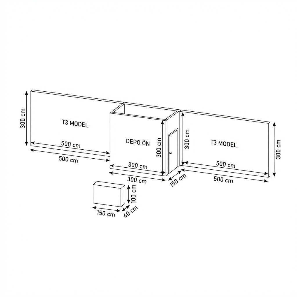 52 m² 1 Cephe Kapalı T3 Modüler fuar Standı  – Set 22