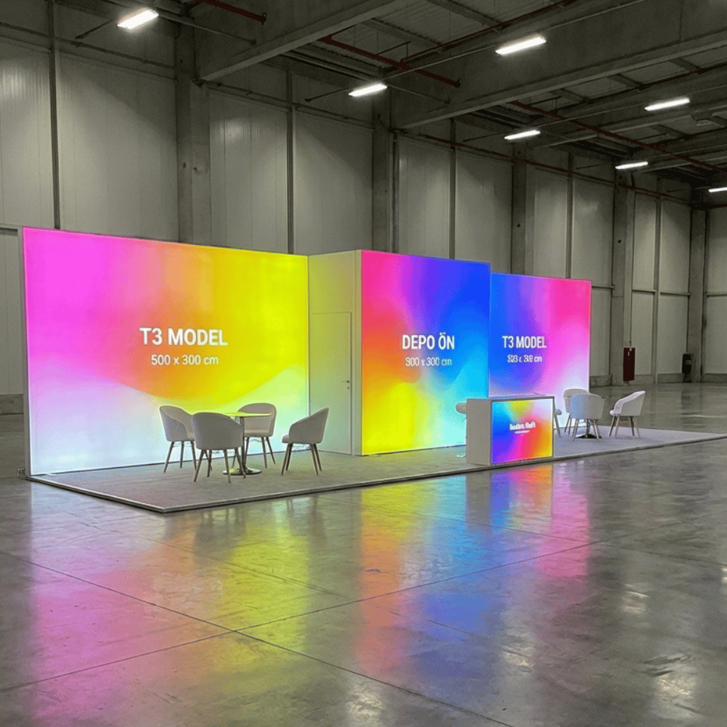 52 m² 1 Cephe Kapalı T3 Modüler fuar Standı  – Set 22