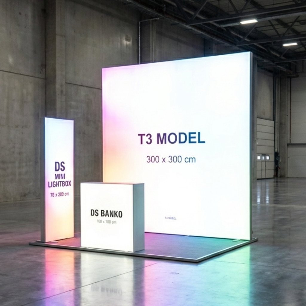 6 m²(300×200 cm)T3 Modüler Fuar Standı Tek Cephe Kapalı – Set 16