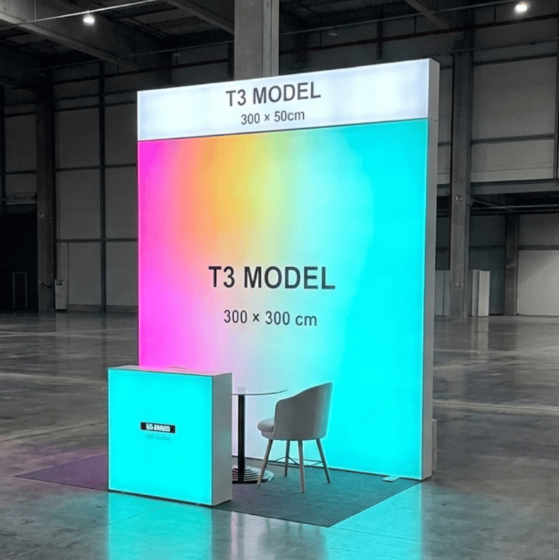 6 m²(300×250 cm)T3 Modüler Fuar Standı Tek Cephe Kapalı – Set 15
