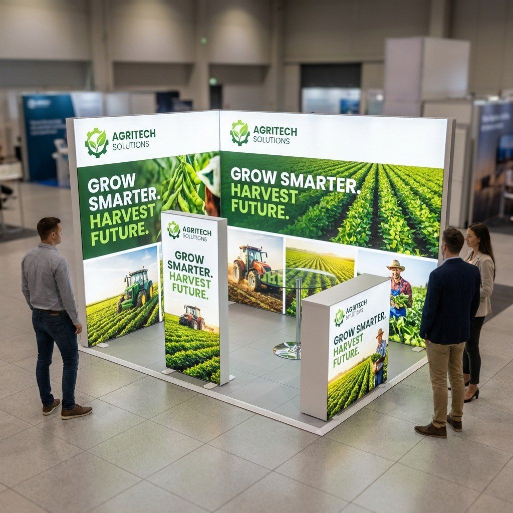 6 m² Modüler Lightbox Fuar Standı -2 Cephe Kapalı (300x200 cm)