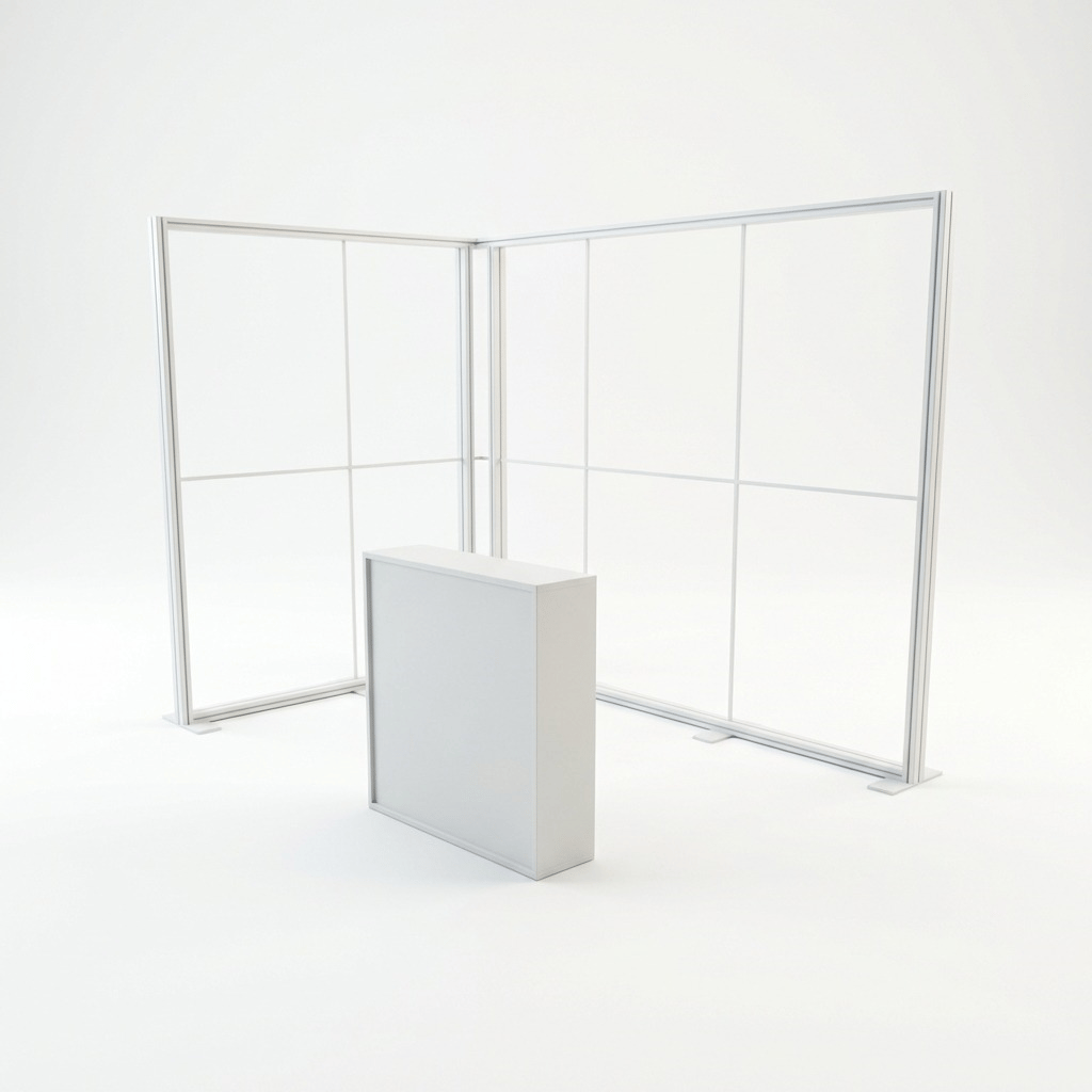 6 m² Modüler Lightbox Fuar Standı 2 Cephe Kapalı 300×200 cm - Yakın Plan Detay
