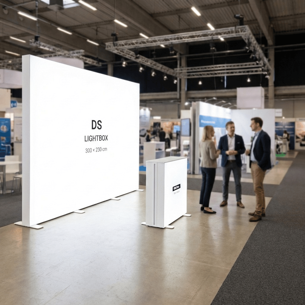 6 m² Modüler Lightbox Fuar Standı 300×200 cm - Perspektif Görünüm