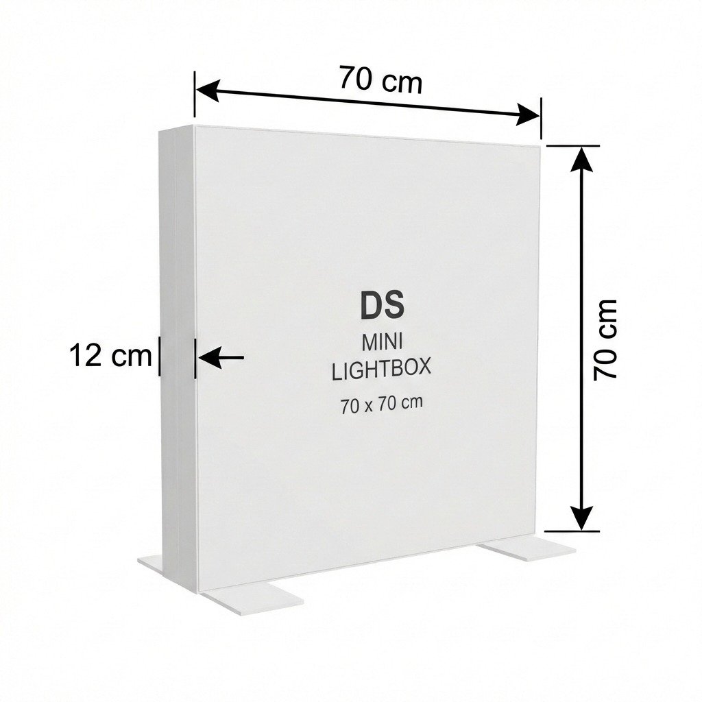 Ayaklı Lightbox 70×70 cm - Kurulum Sonrası Görünüm | portatif stand çözümü