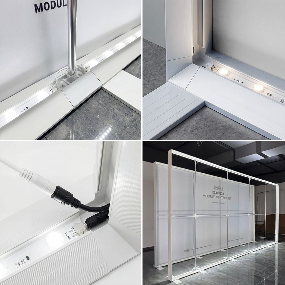 8 m² Modüler Lightbox Fuar Standı 2 Cephe Kapalı 400×200 cm - Modüler Panel Bağlantı Sistemi | hazır fuar standı