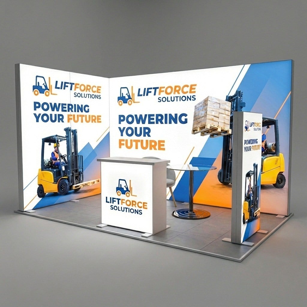 8 m² Modüler Lightbox Fuar Standı -2 Cephe Kapalı (400x200 cm)