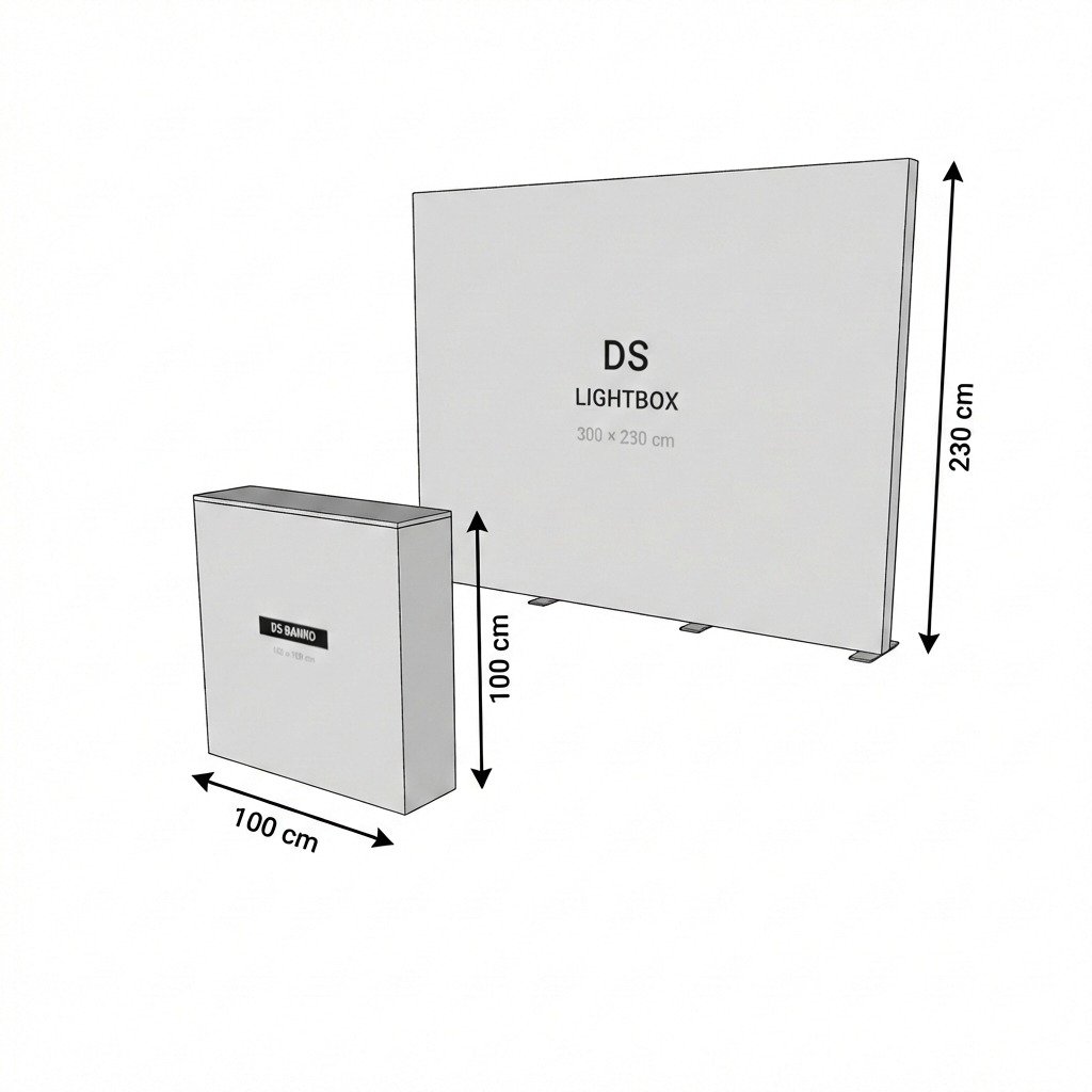 9 m² Modüler Lightbox Fuar Standı 300×300 cm - Perspektif Görünüm