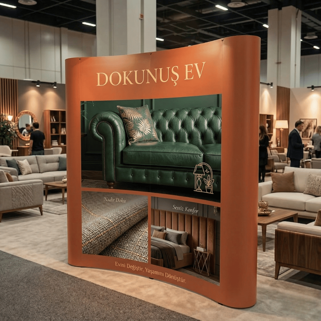 Premium Örümcek Stand 3x2 Oval | Taşınabilir Fuar Standı